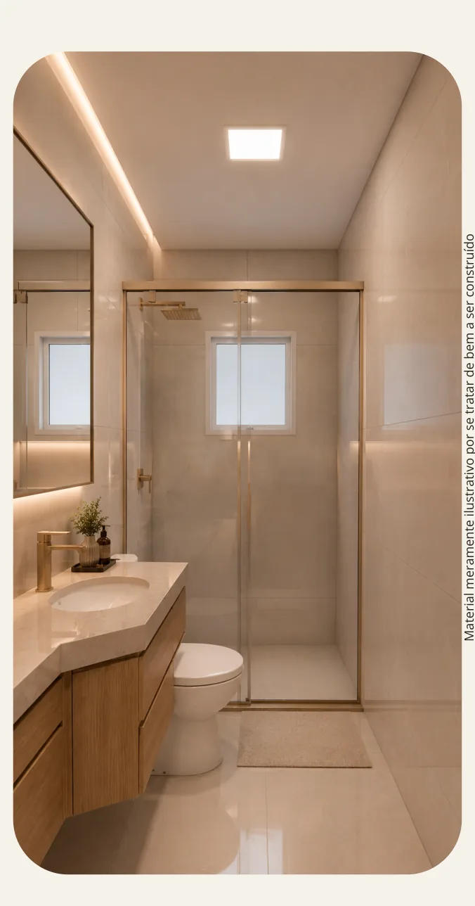 Banheiro do apartamento de 3 quartos — perspectiva ilustrativa