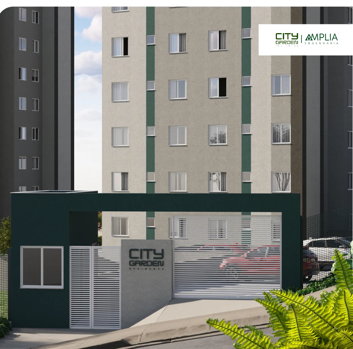 Guarita de acesso do City Garden Residence — perspectiva ilustrativa